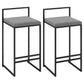 Contemporary Iron Counter Height Stools Low Back Bar Stool with Footrest Grey 2 Piece Set Clearhalo 'Bar Furniture' 'Bar Stools' 'bar_stools' 'furn' 'furn_bar_stools' 'Furniture' 'Kitchen & Dining Furniture' 6406414