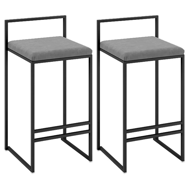 Contemporary Iron Counter Height Stools Low Back Bar Stool with Footrest Grey 2 Piece Set Clearhalo 'Bar Furniture' 'Bar Stools' 'bar_stools' 'furn' 'furn_bar_stools' 'Furniture' 'Kitchen & Dining Furniture' 6406414