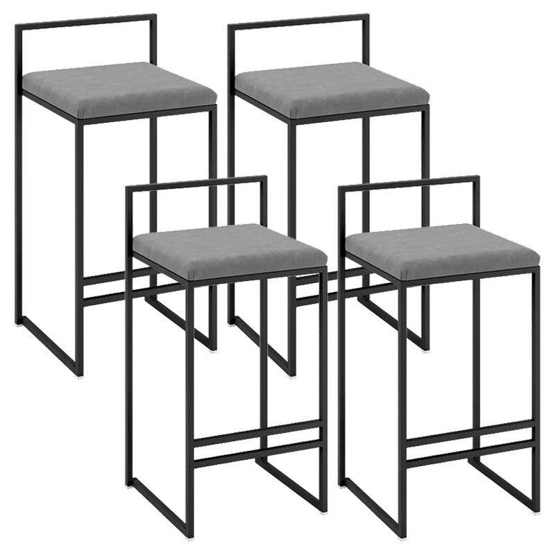 Contemporary Iron Counter Height Stools Low Back Bar Stool with Footrest Grey 4 Piece Set Clearhalo 'Bar Furniture' 'Bar Stools' 'bar_stools' 'furn' 'furn_bar_stools' 'Furniture' 'Kitchen & Dining Furniture' 6406415