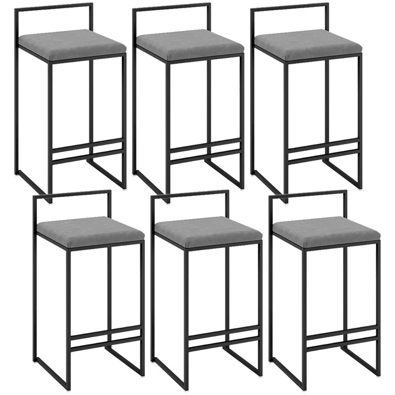 Contemporary Iron Counter Height Stools Low Back Bar Stool with Footrest Grey 6 Piece Set Clearhalo 'Bar Furniture' 'Bar Stools' 'bar_stools' 'furn' 'furn_bar_stools' 'Furniture' 'Kitchen & Dining Furniture' 6406417