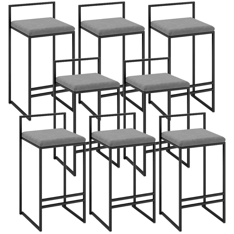 Contemporary Iron Counter Height Stools Low Back Bar Stool with Footrest Grey 8 Piece Set Clearhalo 'Bar Furniture' 'Bar Stools' 'bar_stools' 'furn' 'furn_bar_stools' 'Furniture' 'Kitchen & Dining Furniture' 6406420