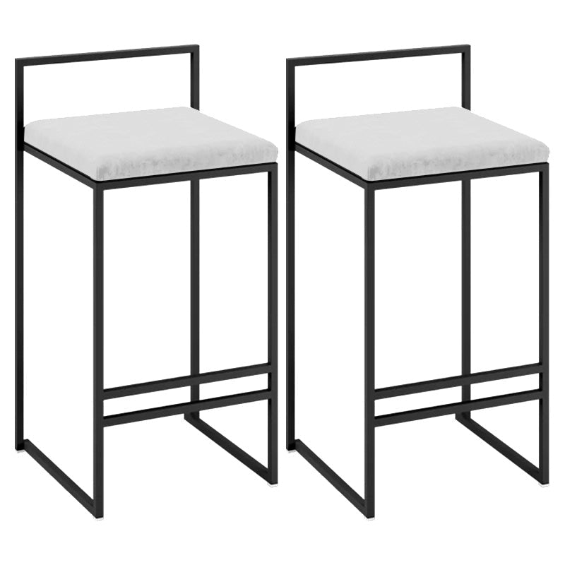 Contemporary Iron Counter Height Stools Low Back Bar Stool with Footrest White 2 Piece Set Clearhalo 'Bar Furniture' 'Bar Stools' 'bar_stools' 'furn' 'furn_bar_stools' 'Furniture' 'Kitchen & Dining Furniture' 6406422