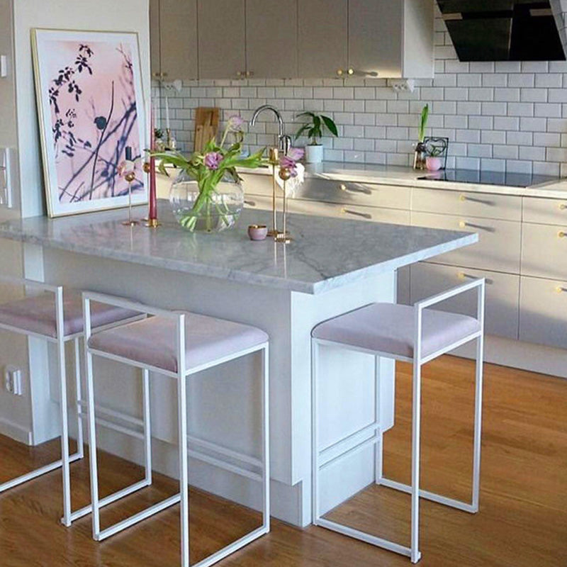 Contemporary Iron Counter Height Stools Low Back Bar Stool with Footrest Clearhalo 'Bar Furniture' 'Bar Stools' 'bar_stools' 'furn' 'furn_bar_stools' 'Furniture' 'Kitchen & Dining Furniture' 6406423