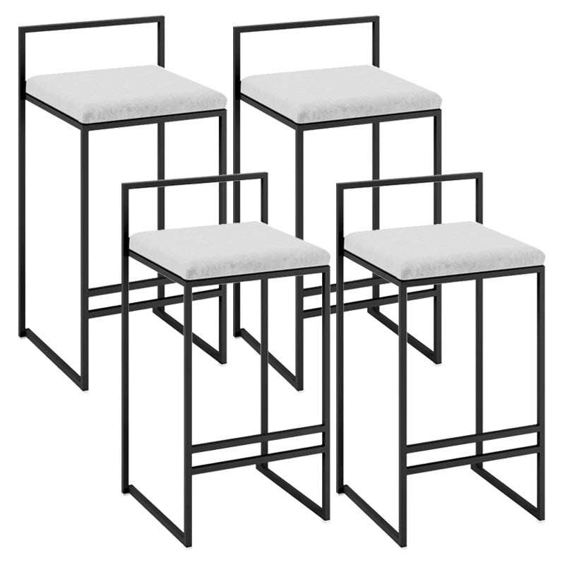 Contemporary Iron Counter Height Stools Low Back Bar Stool with Footrest White 4 Piece Set Clearhalo 'Bar Furniture' 'Bar Stools' 'bar_stools' 'furn' 'furn_bar_stools' 'Furniture' 'Kitchen & Dining Furniture' 6406424