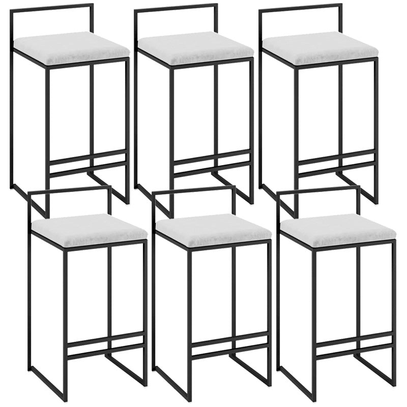 Contemporary Iron Counter Height Stools Low Back Bar Stool with Footrest White 6 Piece Set Clearhalo 'Bar Furniture' 'Bar Stools' 'bar_stools' 'furn' 'furn_bar_stools' 'Furniture' 'Kitchen & Dining Furniture' 6406426