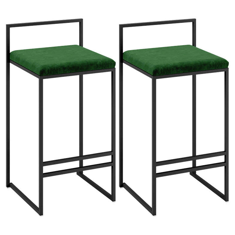 Contemporary Iron Counter Height Stools Low Back Bar Stool with Footrest Green 2 Piece Set Clearhalo 'Bar Furniture' 'Bar Stools' 'bar_stools' 'furn' 'furn_bar_stools' 'Furniture' 'Kitchen & Dining Furniture' 6406428