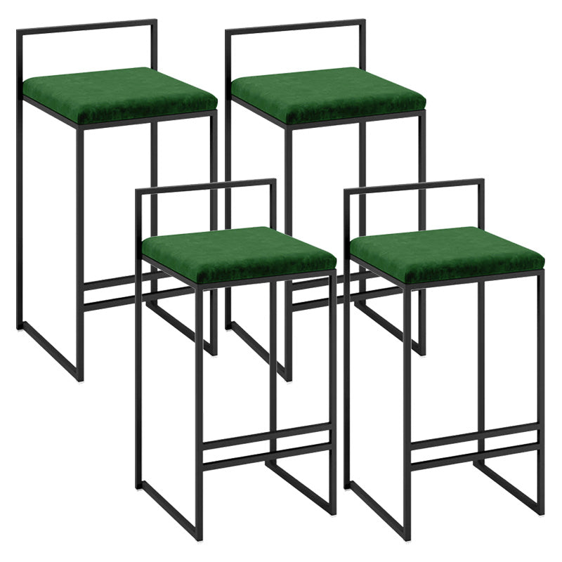 Contemporary Iron Counter Height Stools Low Back Bar Stool with Footrest Green 4 Piece Set Clearhalo 'Bar Furniture' 'Bar Stools' 'bar_stools' 'furn' 'furn_bar_stools' 'Furniture' 'Kitchen & Dining Furniture' 6406429