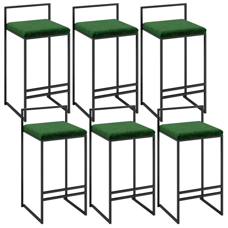 Contemporary Iron Counter Height Stools Low Back Bar Stool with Footrest Green 6 Piece Set Clearhalo 'Bar Furniture' 'Bar Stools' 'bar_stools' 'furn' 'furn_bar_stools' 'Furniture' 'Kitchen & Dining Furniture' 6406430