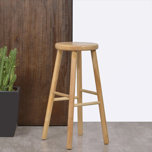 Sgabello da bar senza braccio con banco in legno solido industriale con poggiapiedi