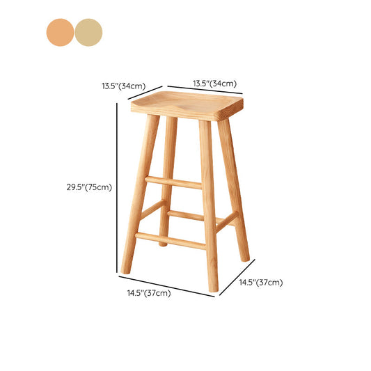 Sgabello da bar senza braccio con banco in legno solido industriale con poggiapiedi