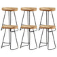 Modern Armless Backless Counter Stool Iron Bar Stool with Wooden Seat for Bar