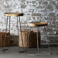 Modern Armless Backless Counter Stool Iron Bar Stool with Wooden Seat for Bar