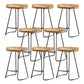 Modern Armless Backless Counter Stool Iron Bar Stool with Wooden Seat for Bar