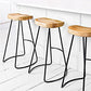 Modern Armless Backless Counter Stool Iron Bar Stool with Wooden Seat for Bar