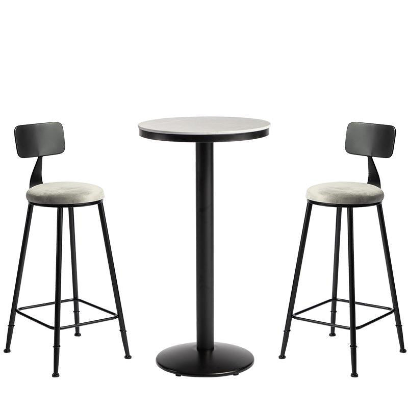 Taburete de bar moderno sin brazos con respaldo, taburete de hierro con cojín de terciopelo para Bar