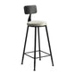 Taburete de bar moderno sin brazos con respaldo, taburete de hierro con cojín de terciopelo para Bar