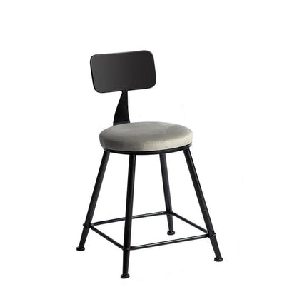 Taburete de bar moderno sin brazos con respaldo, taburete de hierro con cojín de terciopelo para Bar