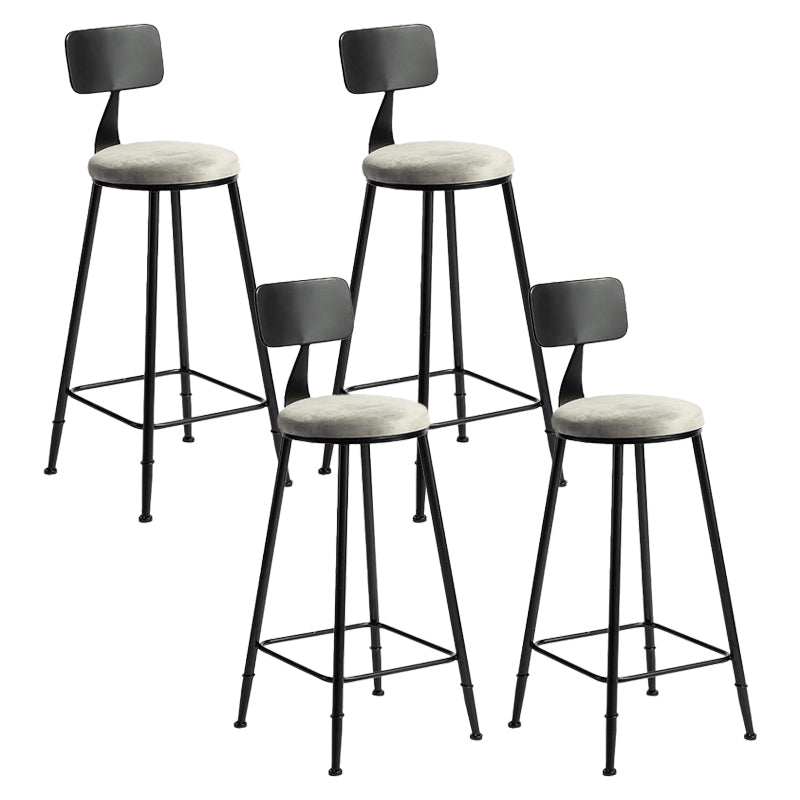 Taburete de bar moderno sin brazos con respaldo, taburete de hierro con cojín de terciopelo para Bar