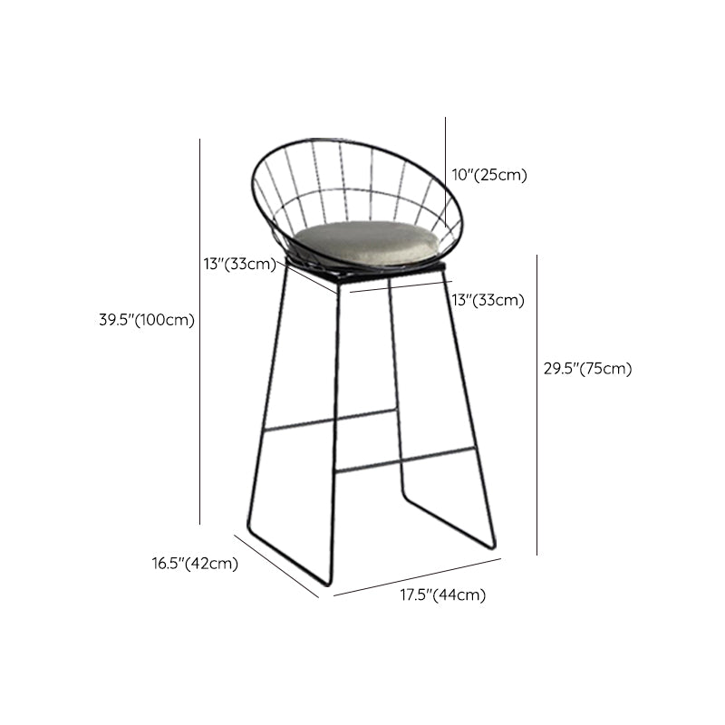 Taburete de bar moderno sin brazos con respaldo, taburete de hierro con cojín de terciopelo para Bar