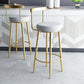 Taburete de bar de hierro con respaldo sin brazos Glam, taburete con cojín y pedal para cocina