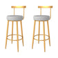 Taburete de bar de hierro con respaldo sin brazos Glam, taburete con cojín y pedal para cocina