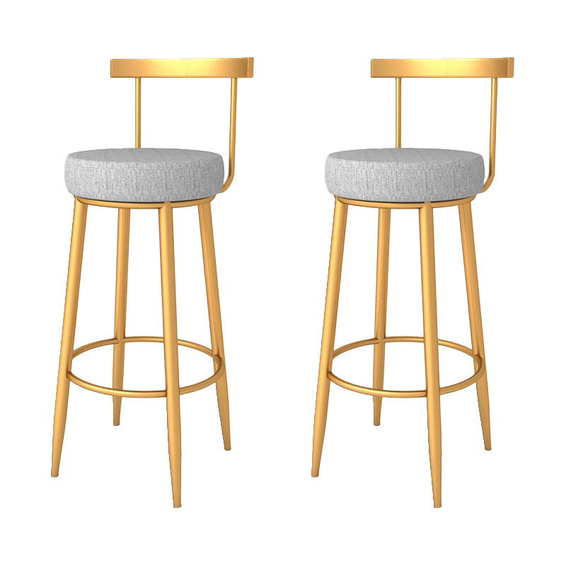 Taburete de bar de hierro con respaldo sin brazos Glam, taburete con cojín y pedal para cocina