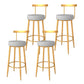 Taburete de bar de hierro con respaldo sin brazos Glam, taburete con cojín y pedal para cocina