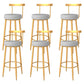 Taburete de bar de hierro con respaldo sin brazos Glam, taburete con cojín y pedal para cocina