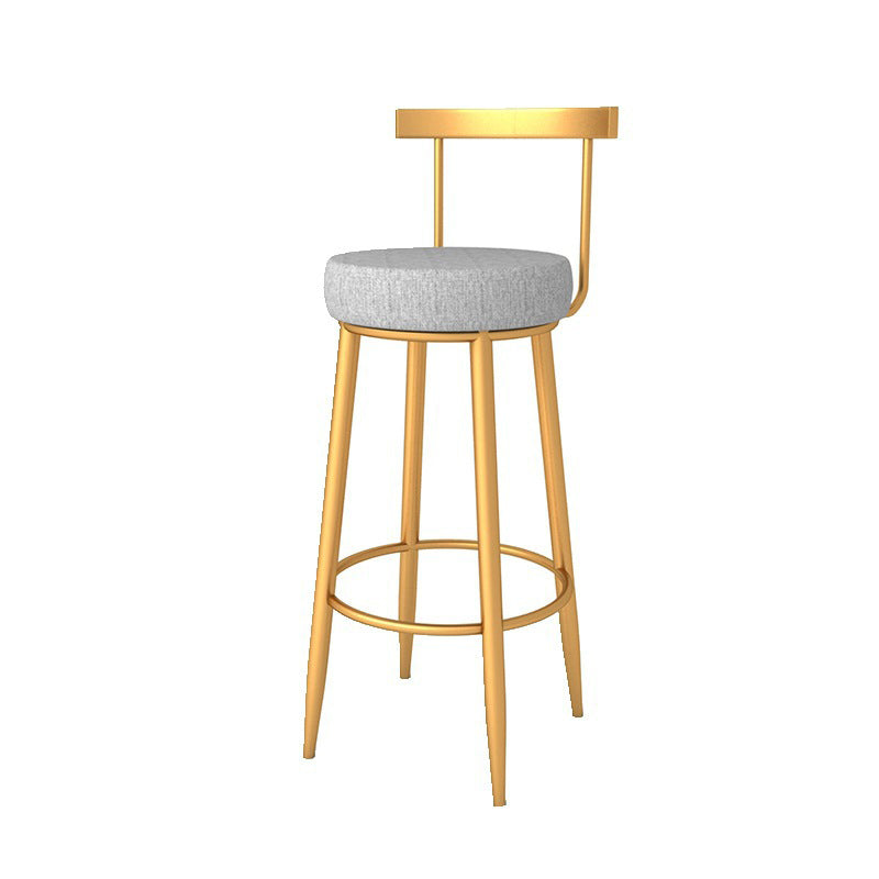 Taburete de bar de hierro con respaldo sin brazos Glam, taburete con cojín y pedal para cocina