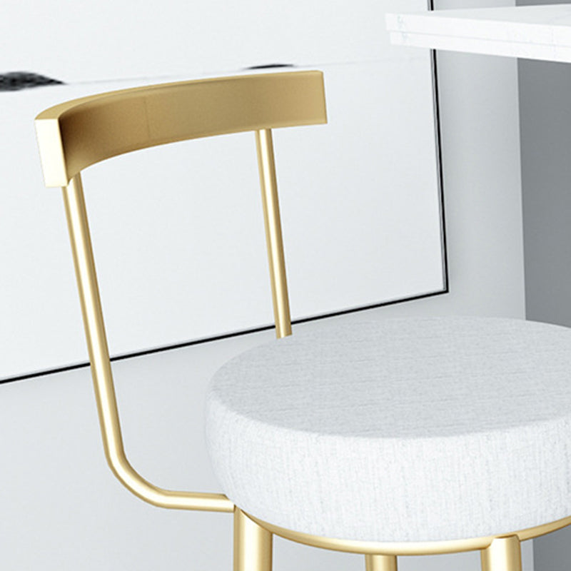 Taburete de bar de hierro con respaldo sin brazos Glam, taburete con cojín y pedal para cocina