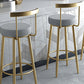 Taburete de bar de hierro con respaldo sin brazos Glam, taburete con cojín y pedal para cocina