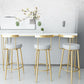 Taburete de bar de hierro con respaldo sin brazos Glam, taburete con cojín y pedal para cocina