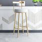 Taburete de bar de hierro con respaldo sin brazos Glam, taburete con cojín y pedal para cocina