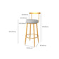 Taburete de bar de hierro con respaldo sin brazos Glam, taburete con cojín y pedal para cocina