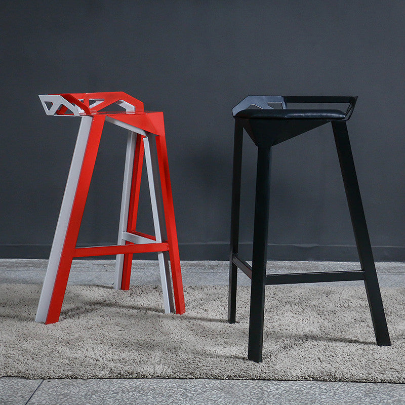 Modern Stackable Backrest Counter Stool Iron Cafe Bar Stool with Cushion and Pedal Clearhalo 'Bar Furniture' 'Bar Stools' 'bar_stools' 'furn' 'furn_bar_stools' 'Furniture' 'Kitchen & Dining Furniture' 6406621