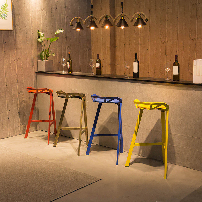 Modern Stackable Backrest Counter Stool Iron Cafe Bar Stool with Cushion and Pedal Clearhalo 'Bar Furniture' 'Bar Stools' 'bar_stools' 'furn' 'furn_bar_stools' 'Furniture' 'Kitchen & Dining Furniture' 6406626