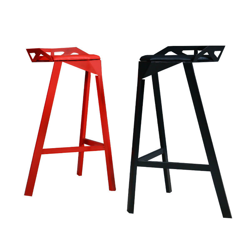 Modern Stackable Backrest Counter Stool Iron Cafe Bar Stool with Cushion and Pedal Clearhalo 'Bar Furniture' 'Bar Stools' 'bar_stools' 'furn' 'furn_bar_stools' 'Furniture' 'Kitchen & Dining Furniture' 6406630