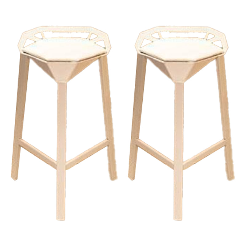 Modern Stackable Backrest Counter Stool Iron Cafe Bar Stool with Cushion and Pedal White 2 Piece Set Clearhalo 'Bar Furniture' 'Bar Stools' 'bar_stools' 'furn' 'furn_bar_stools' 'Furniture' 'Kitchen & Dining Furniture' 6406641
