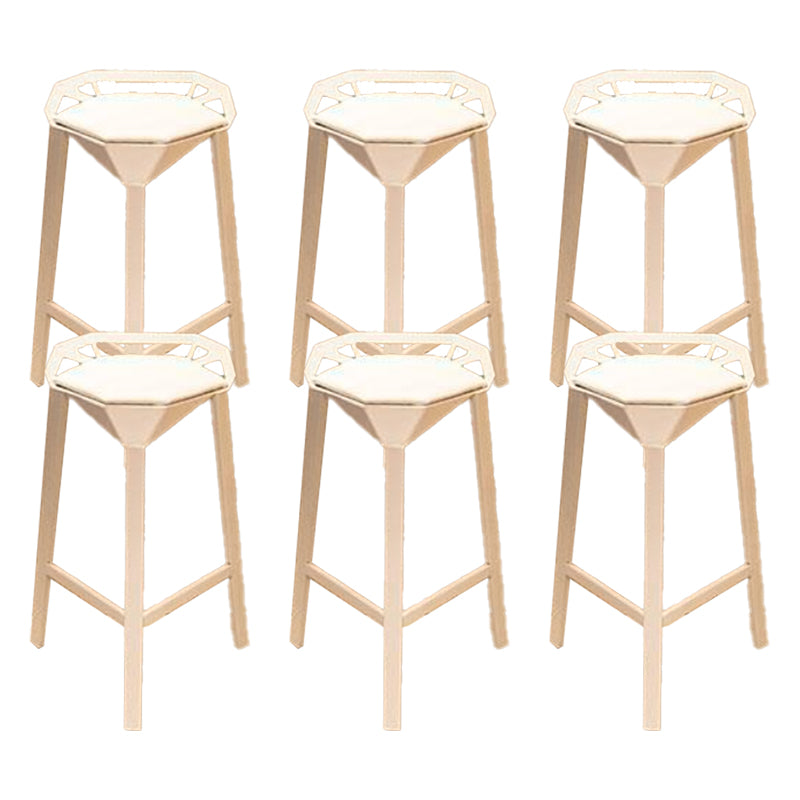 Modern Stackable Backrest Counter Stool Iron Cafe Bar Stool with Cushion and Pedal White 6 Piece Set Clearhalo 'Bar Furniture' 'Bar Stools' 'bar_stools' 'furn' 'furn_bar_stools' 'Furniture' 'Kitchen & Dining Furniture' 6406643