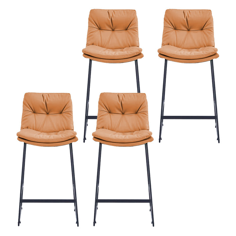 Glam Metal Counter Height Stool with Cushion Bar Stool for Indoor Orange 4 Piece Set Clearhalo 'Bar Furniture' 'Bar Stools' 'bar_stools' 'furn' 'furn_bar_stools' 'Furniture' 'Kitchen & Dining Furniture' 6406738