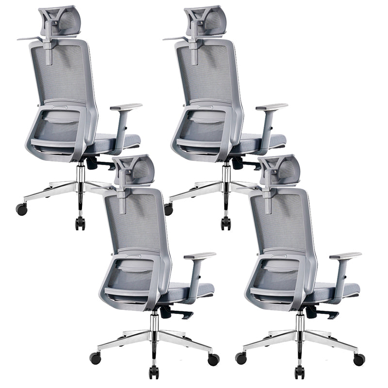 Contemporary Adjustable Arms Office Chair Gray Back Mesh Chair 4 Piece Set Clearhalo 'furn' 'furn_office_chair' 'Furniture' 'Office Chairs' 'Office Furniture' 'office_chair' 6406942