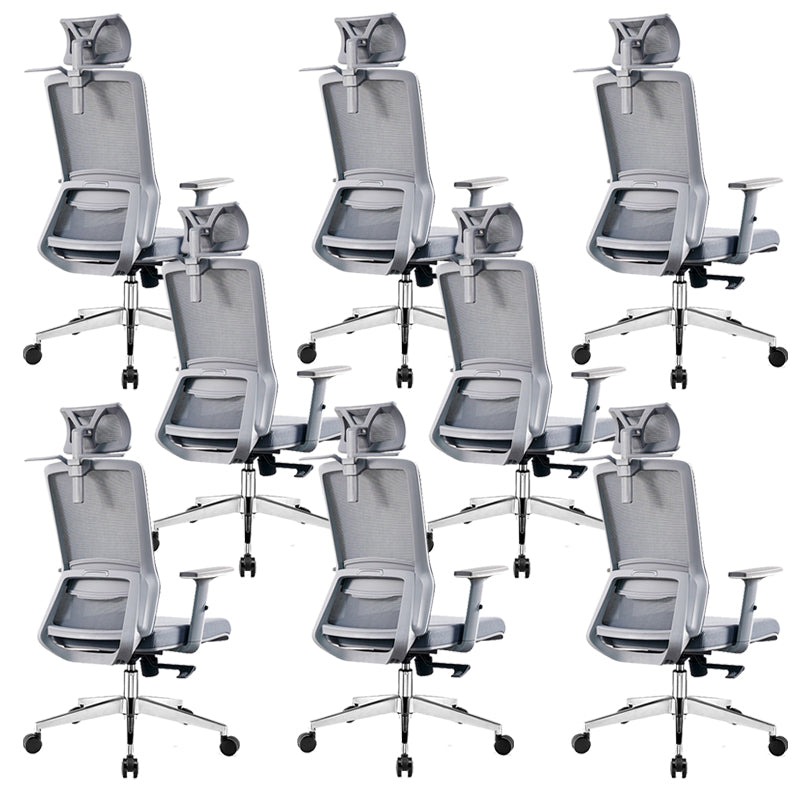 Contemporary Adjustable Arms Office Chair Gray Back Mesh Chair 8 Piece Set Clearhalo 'furn' 'furn_office_chair' 'Furniture' 'Office Chairs' 'Office Furniture' 'office_chair' 6406946