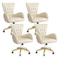 Contemporary Upholstered Swivel Chair Faux Leather White Desk Chair