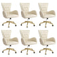 Contemporary Upholstered Swivel Chair Faux Leather White Desk Chair