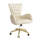 Contemporary Upholstered Swivel Chair Faux Leather White Desk Chair