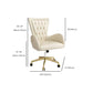 Contemporary Upholstered Swivel Chair Faux Leather White Desk Chair
