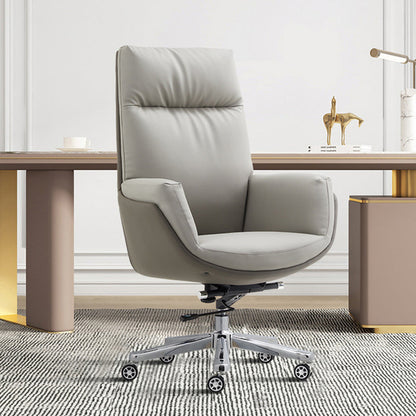 26" Wide Contemporary Managers Chair Leather Executive Chair Grey 1 Piece Clearhalo 'furn' 'furn_office_chair' 'Furniture' 'Office Chairs' 'Office Furniture' 'office_chair' 6407000