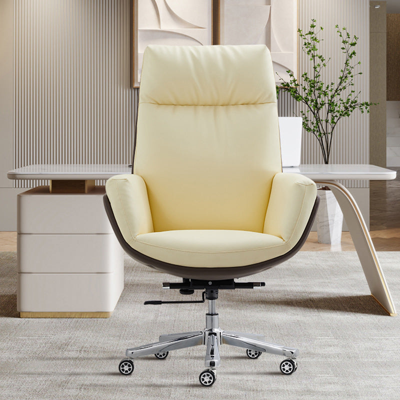26" Wide Contemporary Managers Chair Leather Executive Chair Yellow 1 Piece Clearhalo 'furn' 'furn_office_chair' 'Furniture' 'Office Chairs' 'Office Furniture' 'office_chair' 6407001