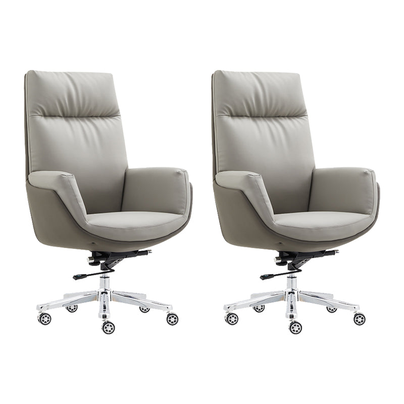 26" Wide Contemporary Managers Chair Leather Executive Chair Grey 2 Piece Set Clearhalo 'furn' 'furn_office_chair' 'Furniture' 'Office Chairs' 'Office Furniture' 'office_chair' 6407002