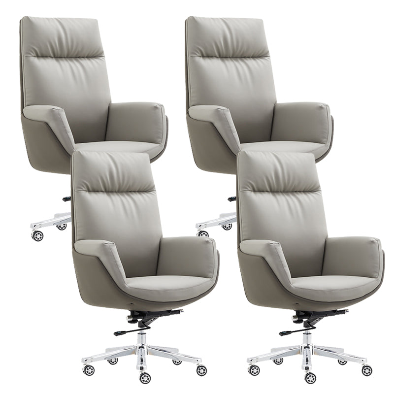 26" Wide Contemporary Managers Chair Leather Executive Chair Grey 4 Piece Set Clearhalo 'furn' 'furn_office_chair' 'Furniture' 'Office Chairs' 'Office Furniture' 'office_chair' 6407003